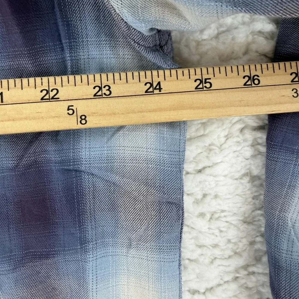 Original‎ Penguin Shirt Mens 2XL Blue Plaid Long Sleeve Button Up Slim Flannel